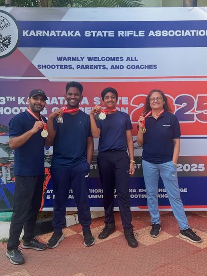 Team Eklavya medal winners celebrating their success at the Karnataka State Championship 2025.