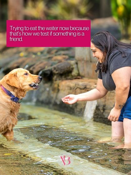 Trying to eat the water is a classic move. It's these funny, authentic moments that make outdoor adventure shoots so special.