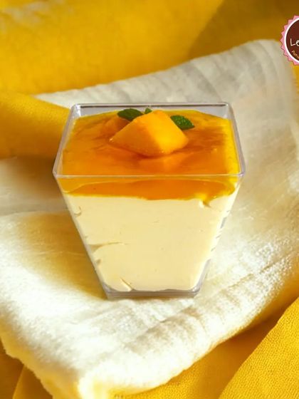 My Mango Mousse is a light and airy dessert, perfect for a warm day. It's smooth, creamy, and packed with pure mango flavor, topped with a fresh mango piece.