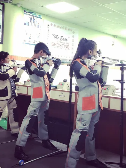 A trio of my young rifle shooters practicing in formation. Discipline and teamwork are taught from day one.