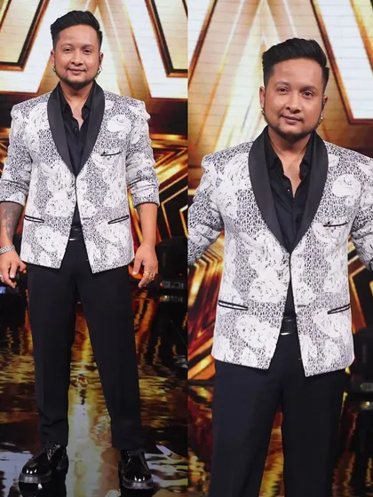 Singer Pawandeep rocks a contemporary look with our printed white tuxedo jacket. It’s a great option for cocktail parties or receptions when you want to move beyond basic black.