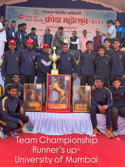 Proudly sharing this moment of the University of Mumbai men's team securing the Runner's Up trophy at the Ashvamedh State Inter University Championship. A fantastic team effort.