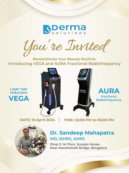 This was our official invitation for the launch of our AURA Fractional Radiofrequency for skin rejuvenation and VEGA for laser hair reduction, two technologies that revolutionize beauty routines.