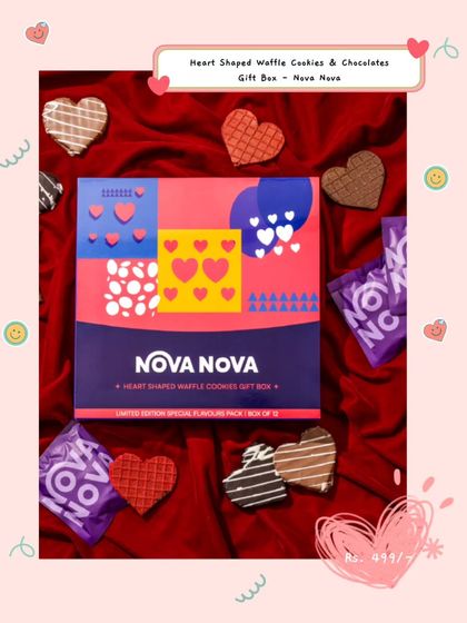 A budget-friendly and classy Valentine's gift idea. This box of heart-shaped waffle cookies and chocolates is a sweet and affordable way to show your love.