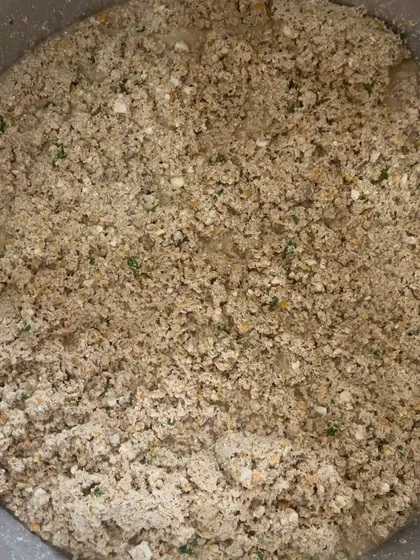 Get a close-up look at the texture of our fresh food. You can see the real, minced ingredients because it's made from them. This is what gently cooked, preservative-free dog food is supposed to look like.