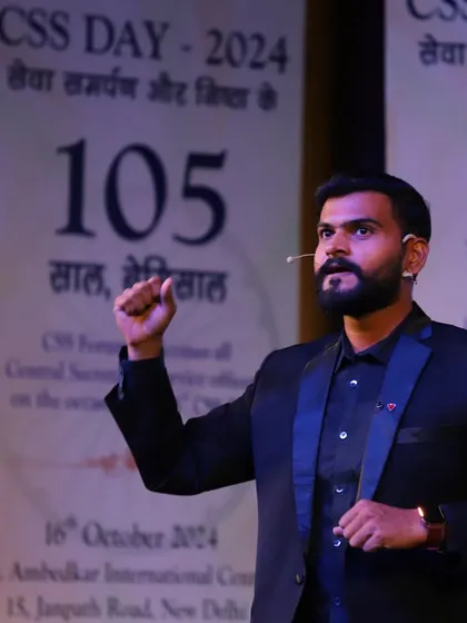 Varun commanding the stage during our performance for CSS Day. Every show is an opportunity to connect with the audience and share our passion for the art of magic.