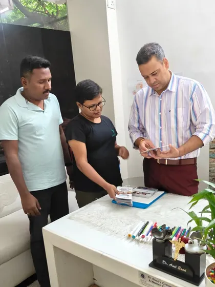 Collaboration is key to holistic health. Here I am with Dr. Anil Sood, discussing an integrated approach to orthopaedic health and recovery where our sauna and float tank can play a supportive role.