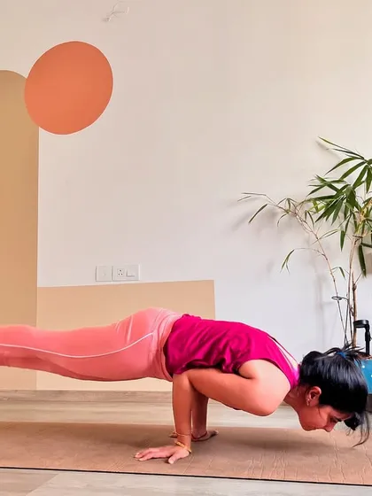 This is a real, unedited attempt at Mayurasana, or Peacock Pose. As you can see, my alignment isn't perfect and I'm struggling to hold it. I share these moments to show that yoga is a journey, not a destination. We are all here for progress, not perfection.