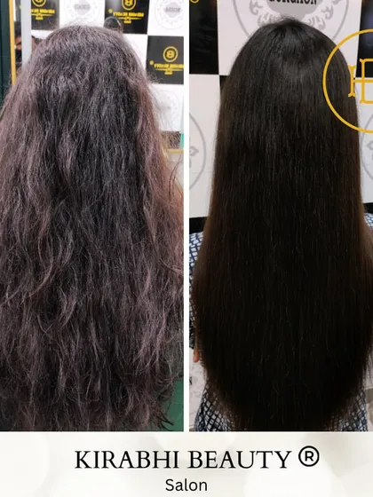 Another amazing hair makeover. This client's frizzy and rough hair was transformed into a smooth, sleek style that's much easier to manage. This is a great solution for taming difficult hair.