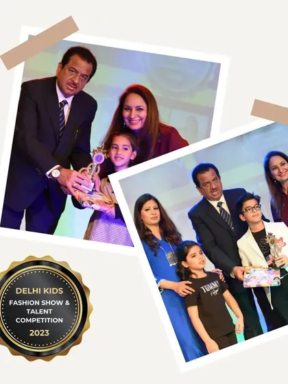 Celebrating every participant is at the heart of what I do. Here, a young model and a family duo receive their well-deserved trophies and gifts. No one goes home empty-handed, because every child who walks my ramp is a winner.