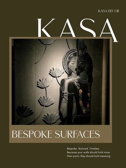 A graphic summarizing our philosophy: "Bespoke. Textured. Timeless." We believe in turning surfaces into sacred spaces that hold deep meaning.