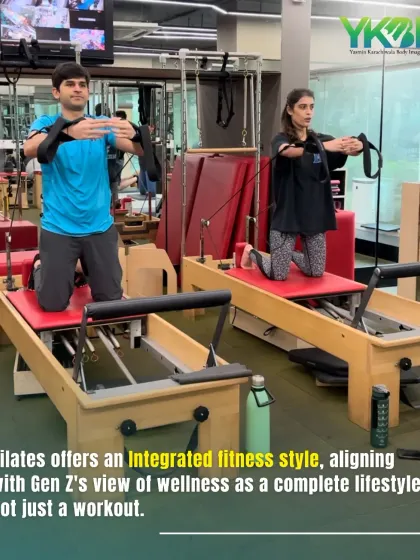 Pilates offers an integrated fitness style that aligns with a complete wellness lifestyle. These clients are working in sync on the reformers, building strength and focus together.