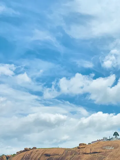 The sky above Mandaragiri Hill, showing the vastness of nature just a short drive from the city.