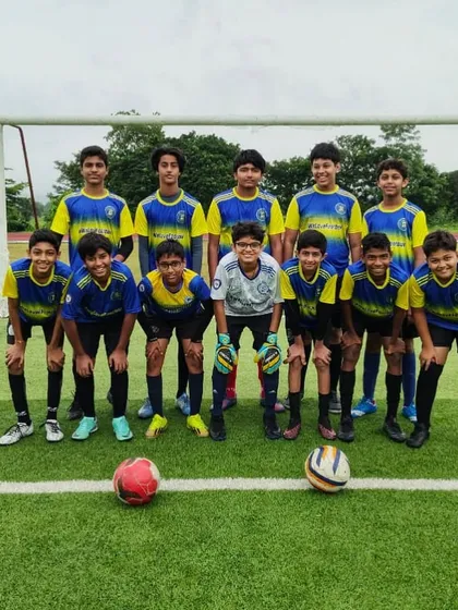 Our U15 residential team poses for a group photo on the pitch before a practice match. This picture captures the unity and readiness of the squad, ready to compete as one.