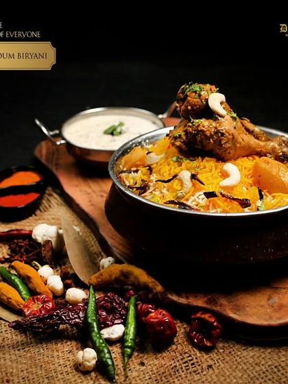 The all-time favorite of everyone, our Chicken Dum Biryani. Slow-cooked in a sealed pot to lock in all the flavors, this dish features tender chicken and potatoes in aromatic, long-grain rice.