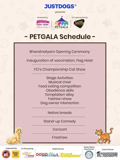 The detailed schedule for Petgala in Chennai shows the variety of activities available. Our grooming zone is a key part of the experience, offering expert services throughout the event.