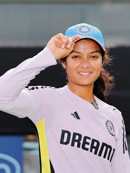 A close-up shot of the athlete in her India jersey. This is just the beginning of an extraordinary journey.