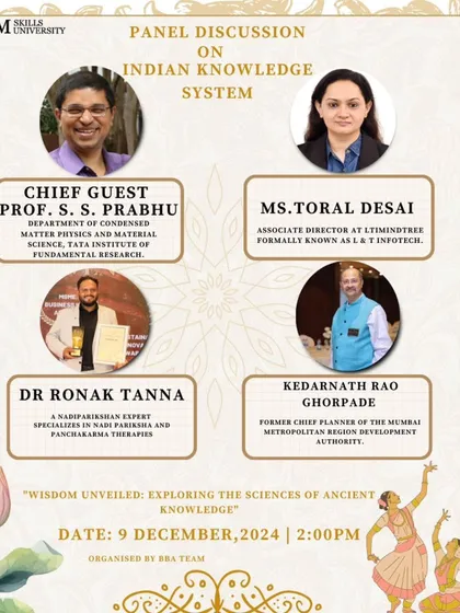 The official poster for the panel discussion at ITM Skills University, where I represented Ayurveda among a distinguished panel of experts.