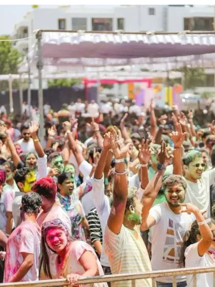 A sea of happy faces covered in color. I love playing for huge outdoor Holi festivals, providing the perfect high-energy soundtrack for the celebration.