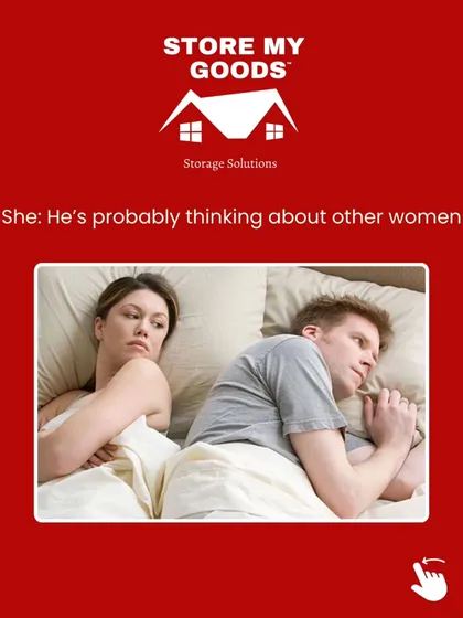She thinks he's probably thinking about other women... but swipe to see what's actually on his mind.