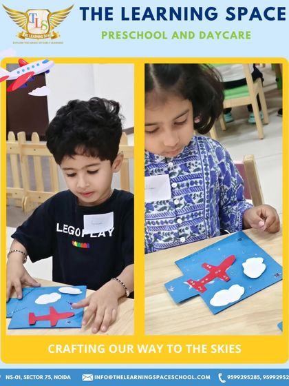 More little hands busy at work creating their airplanes. This craft activity was the perfect way to introduce the travel theme of our "Around the World" summer camp.