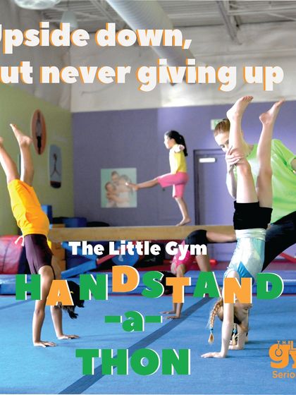 My Handstand-a-thon in action. This image shows a class full of kids at various stages of learning a handstand, supported by instructors. It's a great example of my 'Three-Dimensional Learning' approach.