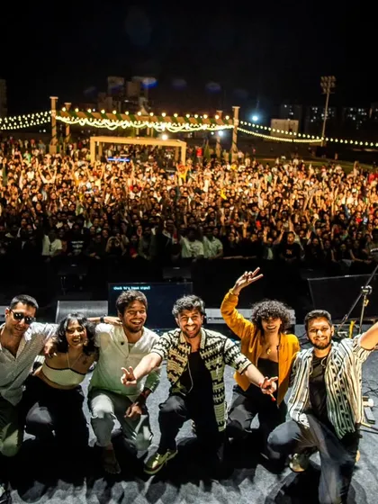There's no feeling like looking out at a sea of happy faces and sharing the stage with my incredible band. This was at Signature Green Vibes with Oaff and Savera. I bring this collaborative energy and big stage experience to every corporate event, festival, and private gig.