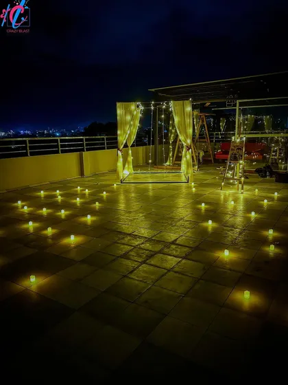 Imagine this view. We set up our romantic cabanas on rooftops, creating a magical private dining experience under the stars with the city lights as your backdrop.