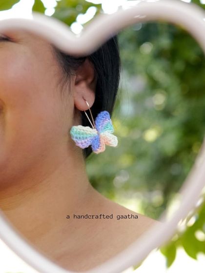 My bestseller color! This multi-color pastel 'Titli' earring is loved by everyone. It's like wearing a little rainbow.