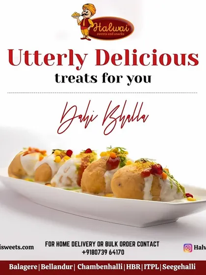 Indulge in our utterly delicious Dahi Bhalla. These soft lentil fritters are soaked in creamy yogurt and topped with sweet and spicy chutneys for a perfectly balanced treat.