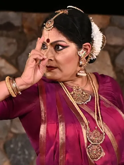 A powerful gaze during a performance at a heritage site. Dancing in such environments adds another layer of meaning, connecting the art form to the history and culture that it springs from.