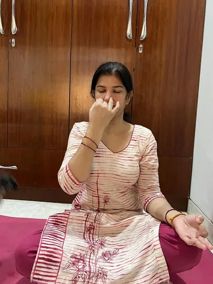 A moment of calm during a personal home session, focusing on pranayama. I teach natural stress reduction techniques like Anulom Vilom to help calm the mind. A healthy mind is as important as a healthy body.