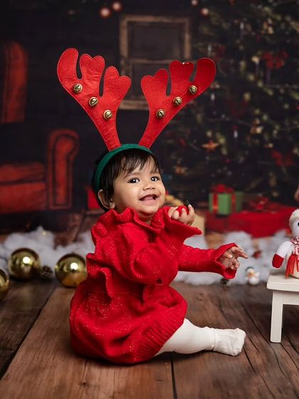 A playful, active shot showing her excitement for the Christmas season.