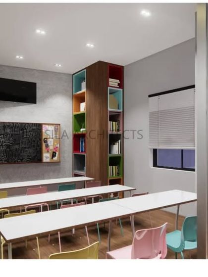 Design concepts for SIP Abacus, a children's learning center. The interiors are designed to be elegant, colorful, and stimulating, creating a positive and engaging environment for kids.