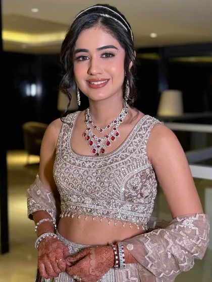 A happy and confident portrait of Serena, ready to dance the night away at her sangeet.