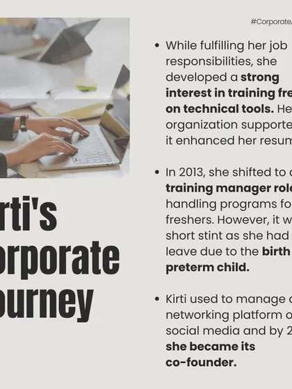 My corporate journey was an important chapter. It taught me how to train and mentor others, a skill I use every day as a nutritionist. This graphic shows how my path from engineering to co-founding a food platform prepared me for my true calling.