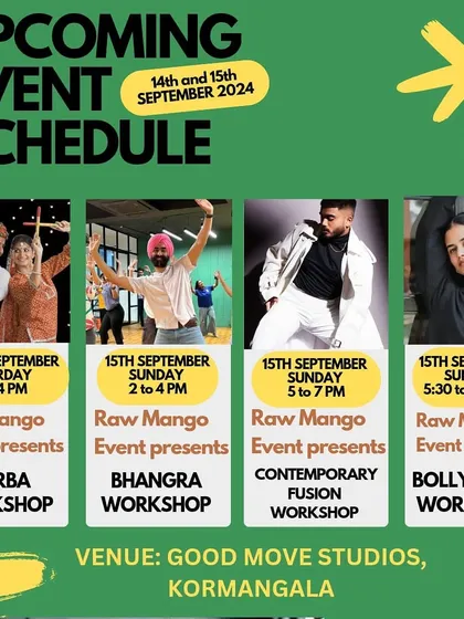 Four amazing workshops in one weekend. We've got Garba, Bhangra, Contemporary Fusion, and a Bollywood workshop. There is a style and a class for everyone.