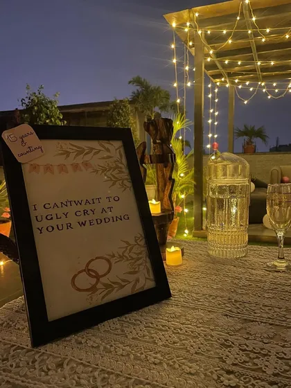 It's the personal touches that count. A custom-framed sign that reads "I can't wait to ugly cry at your wedding" adds a fun and heartfelt element to your best friend's bridal shower.