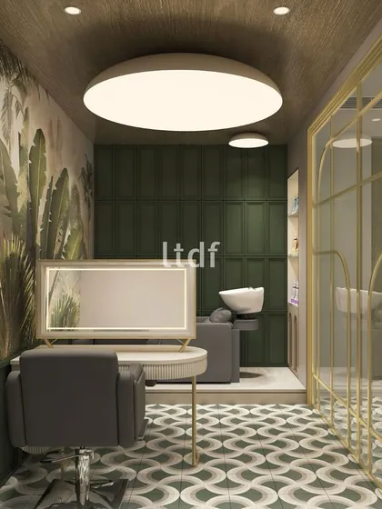 The "Looks" salon is our modern twist on classic salon design, created to energize and inspire. The space balances bold patterns, rich colors, and luxurious finishes to create an environment that feels both pampering and stylish.