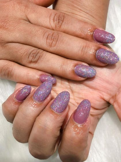 A close-up showing the texture and sparkle of the unicorn glitter.