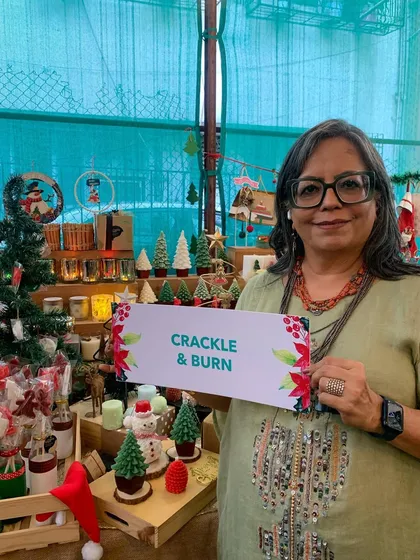 Here I am at my stall at the Baro Market, surrounded by all my Christmas creations. It was a proud and happy moment.