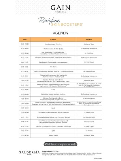It was an honor to be invited as Faculty at the OSM Edition 2.0 by Galderma. This agenda shows my roles, which included a talk on Restylane Skinboosters and moderating live injection sessions.