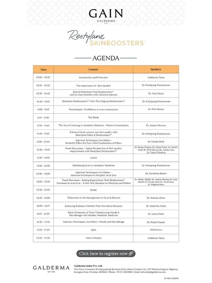It was an honor to be invited as Faculty at the OSM Edition 2.0 by Galderma. This agenda shows my roles, which included a talk on Restylane Skinboosters and moderating live injection sessions.