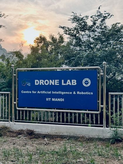 The sign for the Drone Lab at IIT Mandi. This collaboration with a prestigious institution marks a new chapter of growth and innovation for us.