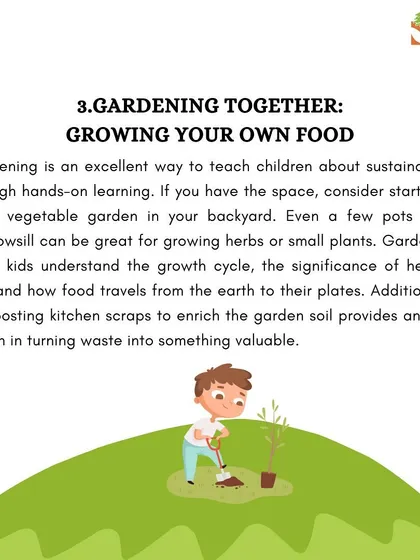 An infographic encouraging families to start a garden together. Gardening is a fantastic hands-on way to teach children about food, soil, and the cycles of nature.