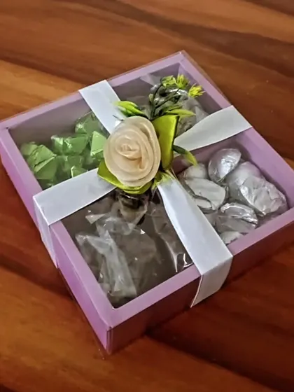 My Crunchy Munchy Box, filled with an assortment of crackle cubes, crunchy cornflake wafers, and milky chocolate blocks.