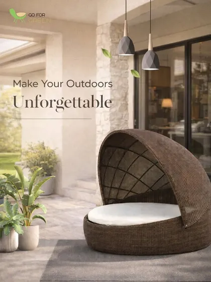 Imagine having this cozy daybed in your garden or on a large balcony. This piece is designed to make your outdoor space unforgettable. The woven, canopied structure provides a sense of privacy and shade, while the thick, comfortable cushion invites you to lounge for hours. It’s the ultimate statement piece for luxurious outdoor relaxation.