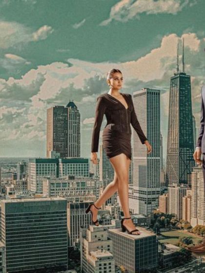 A conceptual campaign for Godstra Suiting where I styled the models as giants in a cityscape. The sharp, dark suits create a surreal and powerful image, emphasizing that the brand helps you stand larger than life.