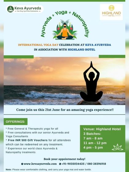 Join us for our International Yoga Day celebration in association with Highland Hotel. We are offering free yoga sessions, consultations, and gift vouchers.