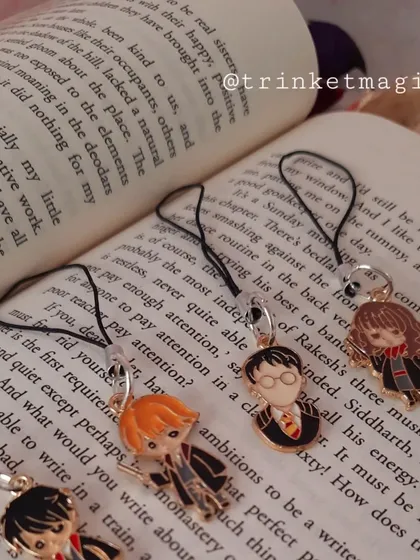 For all the Potterheads out there. My Harry Potter phone charms are perfect for adding a bit of magic to your phone. Here they are, resting on a page of a book, waiting for an adventure.